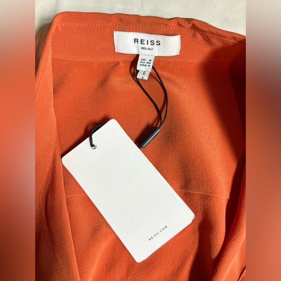 REISS Orange EDEN 💯 Silk long‎ sleeve button down shirt size 4 - Picture 13 of 16